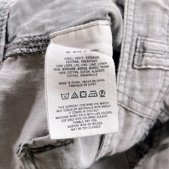 ANTHROPOLOGIE Hei Hei Marlena Gray Linen Embroidered Detail Roll Cuff Pants 28 - Picture 14 of 14